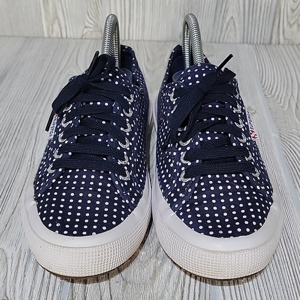 Superga Navy Polka Dot Sneakers - Picture 4 of 11